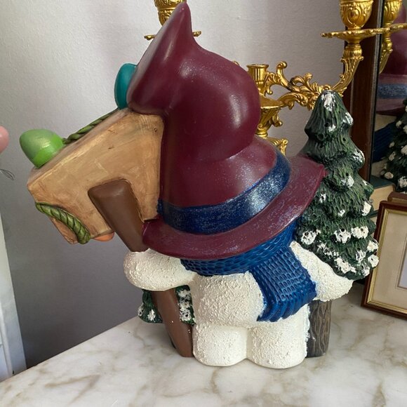 Vintage Ceramic Christmas Snowman Statue Trees for sale Put light inside - Picture 2 of 2